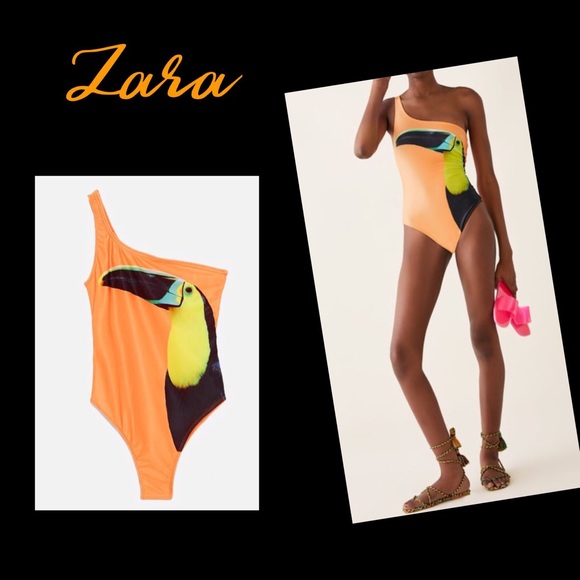 Zara One Piece Toucan Bathing Suit Size 